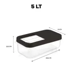 ظرف نگهدارنده مالتی باکس 5 لیتری درب کشویی برند سافت شف ترکیه رنگ مشکی کد 00764 - تصویر 2
