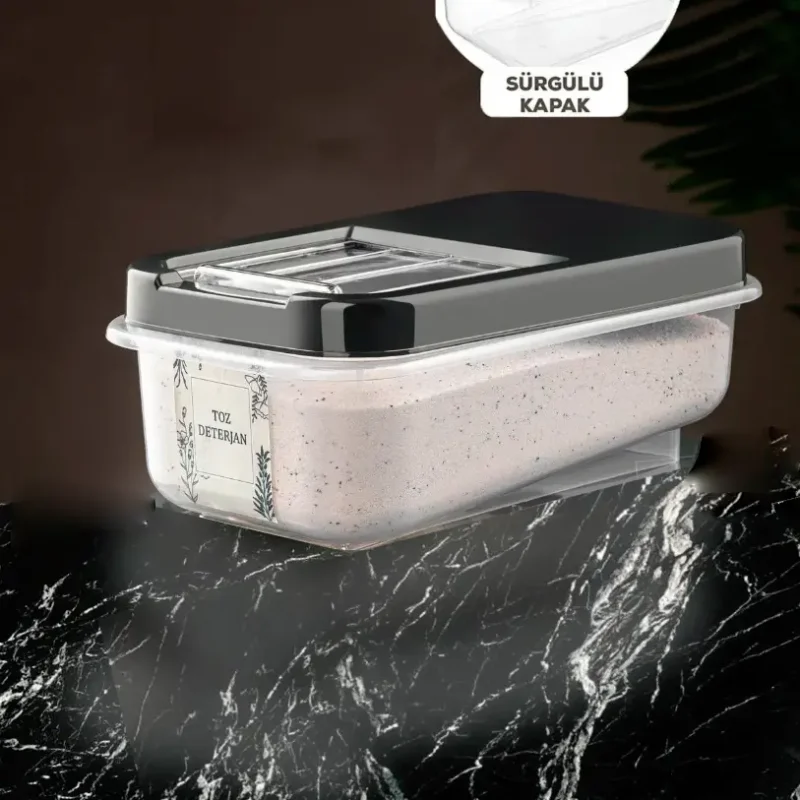 ظرف نگهدارنده مالتی باکس 5 لیتری درب کشویی برند سافت شف ترکیه رنگ مشکی کد 00764