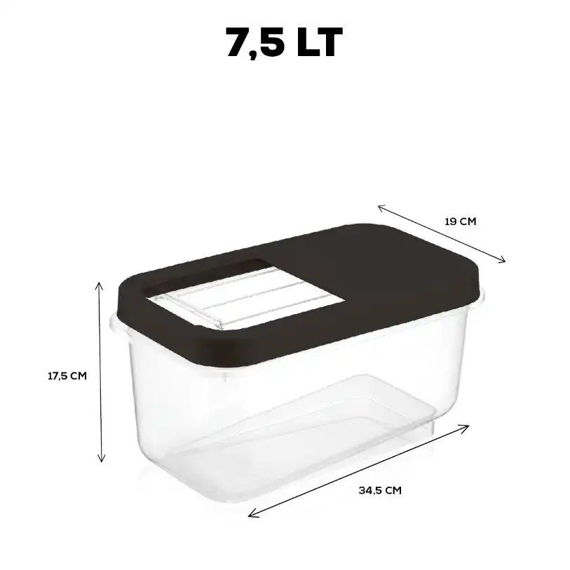 00765-7.5-LT-2-1.webp ظرف نگهدارنده مالتی باکس 7.5 لیتری  درب کشویی  برند سافت شف ترکیه رنگ مشکی کد 00765 - تصویر 2