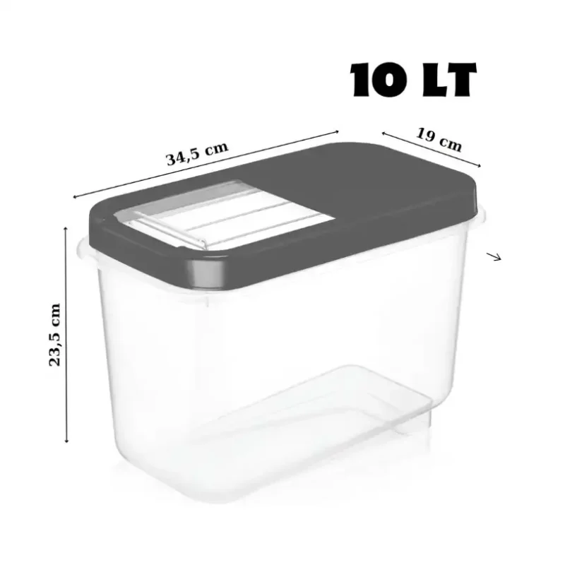 ظرف نگهدارنده مالتی باکس 10 لیتری  درب کشویی  برند سافت شف ترکیه رنگ مشکی کد 00766