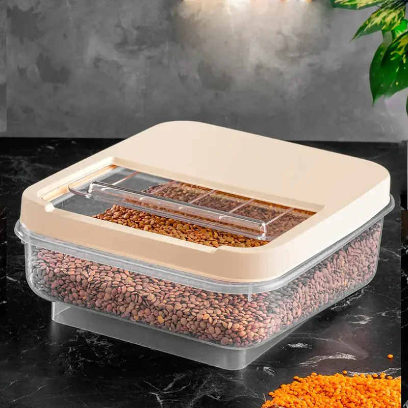 ظرف نگهدارنده مالتی باکس درب کشویی سافت شف ترکیه رنگ کرمی 8 لیتری کد 00767