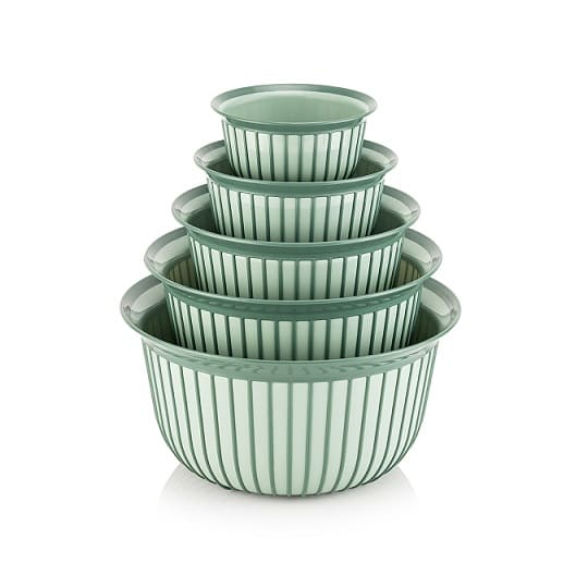 0091-green.jpg ست کاسه گرد خطی فولی لایف ترکیه چهاررنگ-پنج سایزی مدل LINEA کد 0091 - تصویر 2