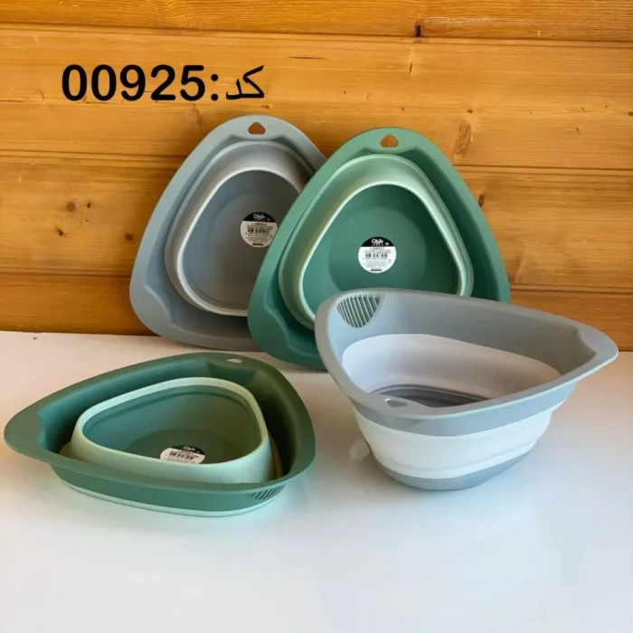 لگن مثلثی تاشو آبگیری میوه برند کیولوکس مدل دیانا رنگ سبز کد L009253 - تصویر 2