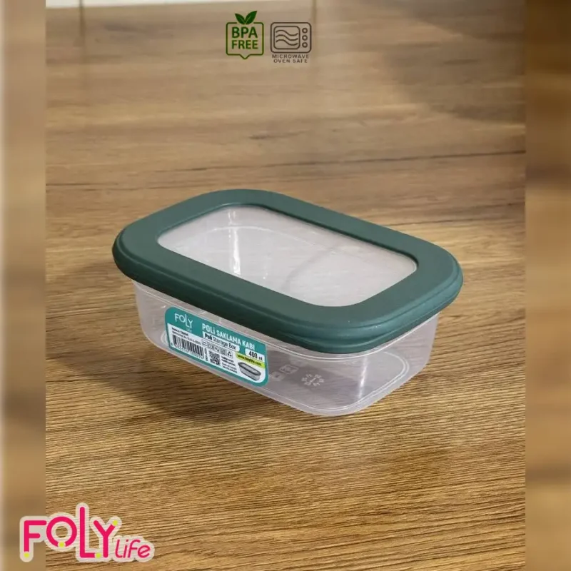 بانکه درب سیلیکونی فولی لایف - مستطیلی 400 میلی لیتری رنگ طوسی کد  POLI SAK 0094