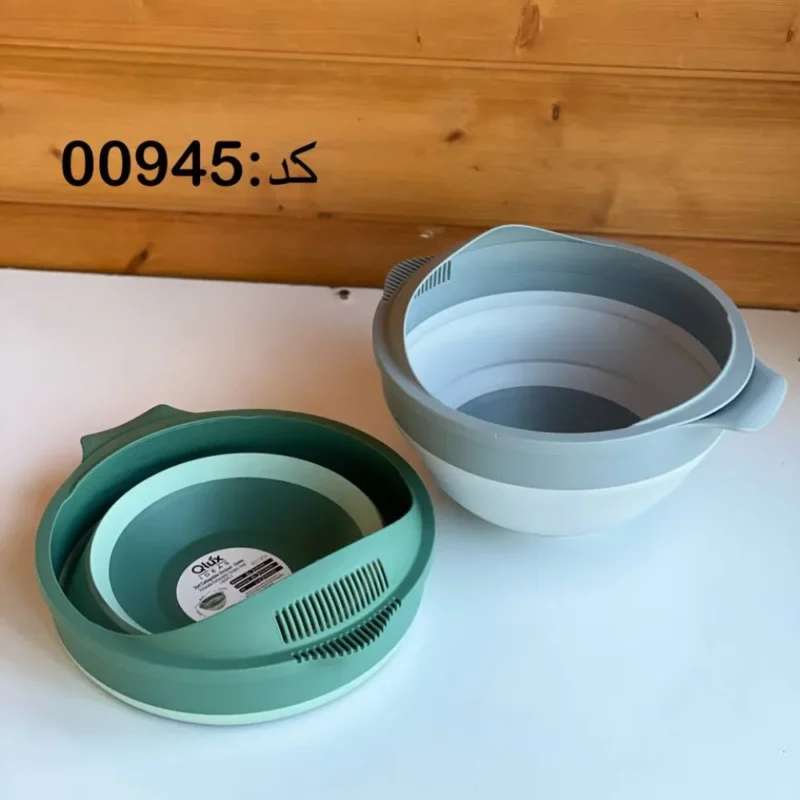 کاسه و برنج شور تاشو کیولوکس 3250 میلی لیتر رنگ سبز کد 009453