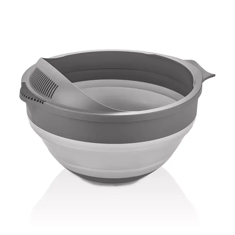 کاسه و برنج شور تاشو کیولوکس 3250 میلی لیتر رنگ طوسی  کد 009452