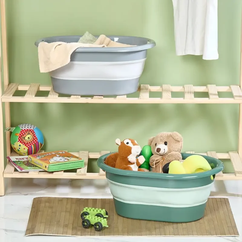 لگن تاشو بیضی کیولوکس 25 لیتری رنگ طوسی کد 009592