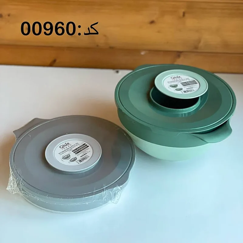 کاسه میکس تاشو دربدار کیولوکس 3250 میلی لیتر رنگ سبز کد 009603