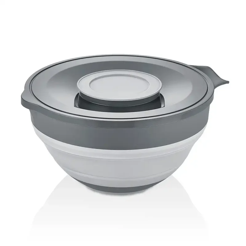 کاسه میکس تاشو دربدار کیولوکس 3250 میلی لیتر رنگ طوسی  کد 009602