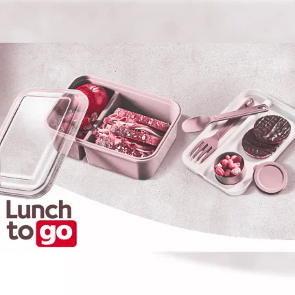 لانچ باکس دوطبقه هوبی لایف رنگ کالباسی کد 021183 Lunch to go