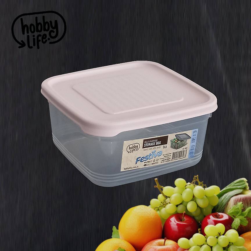 021367-2.jpg باکس مربعی هوبی لایف 1 لیتری رنگ کالباسی مدل Festiva کد 021367 - تصویر 1