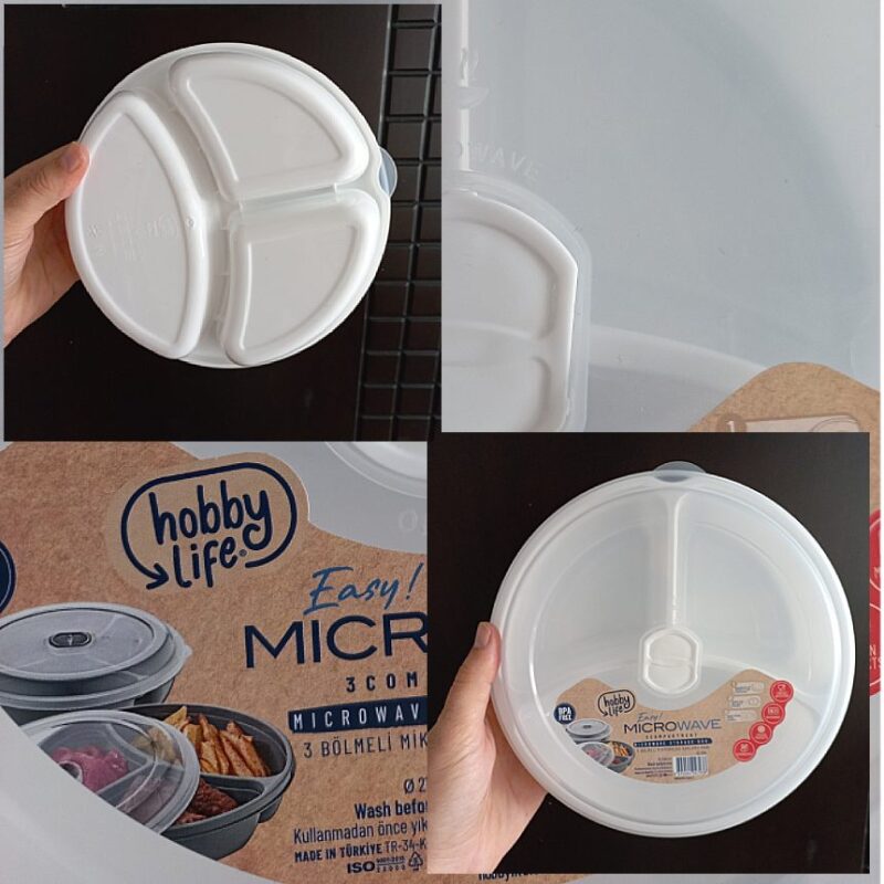 ظرف نگهدارنده هوبی لایف 3 قسمتی مایکروویوی رنگ سفید  کد 021393