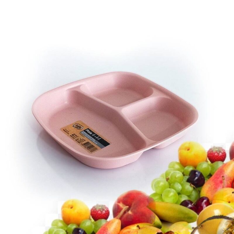 بشقاب صبحانه 3 قسمتی هوبی لایف رنگ کالباسی کد 031298