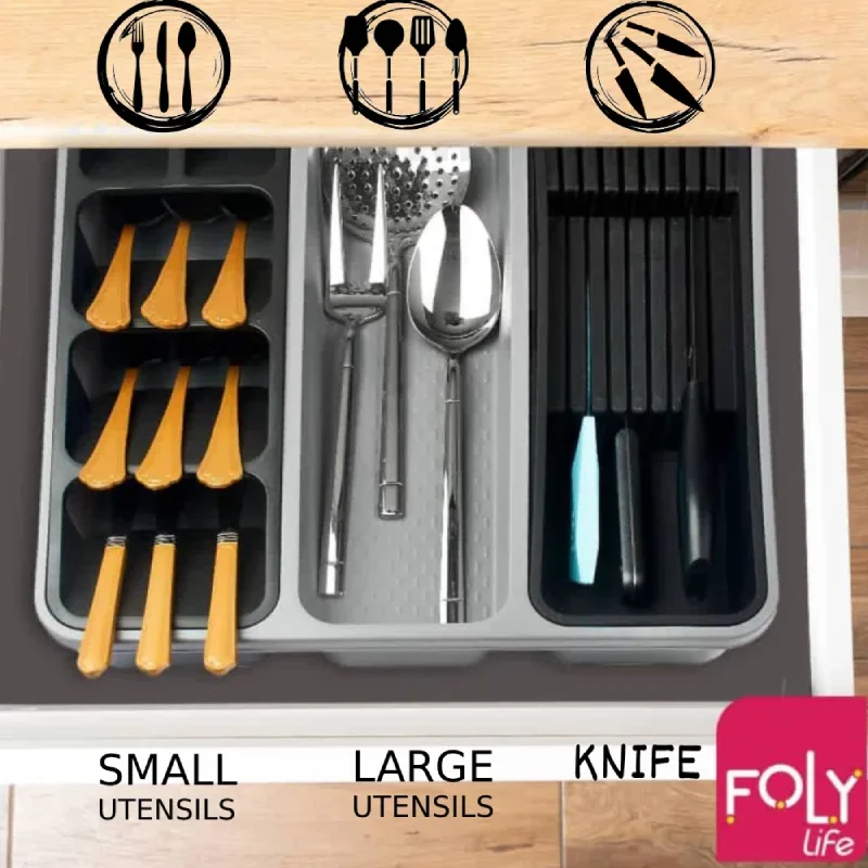 نظم دهنده قاشق و چنگال کشو فولی لایف ترکیه (سه قسمتی) کد 0490 - تصویر 3