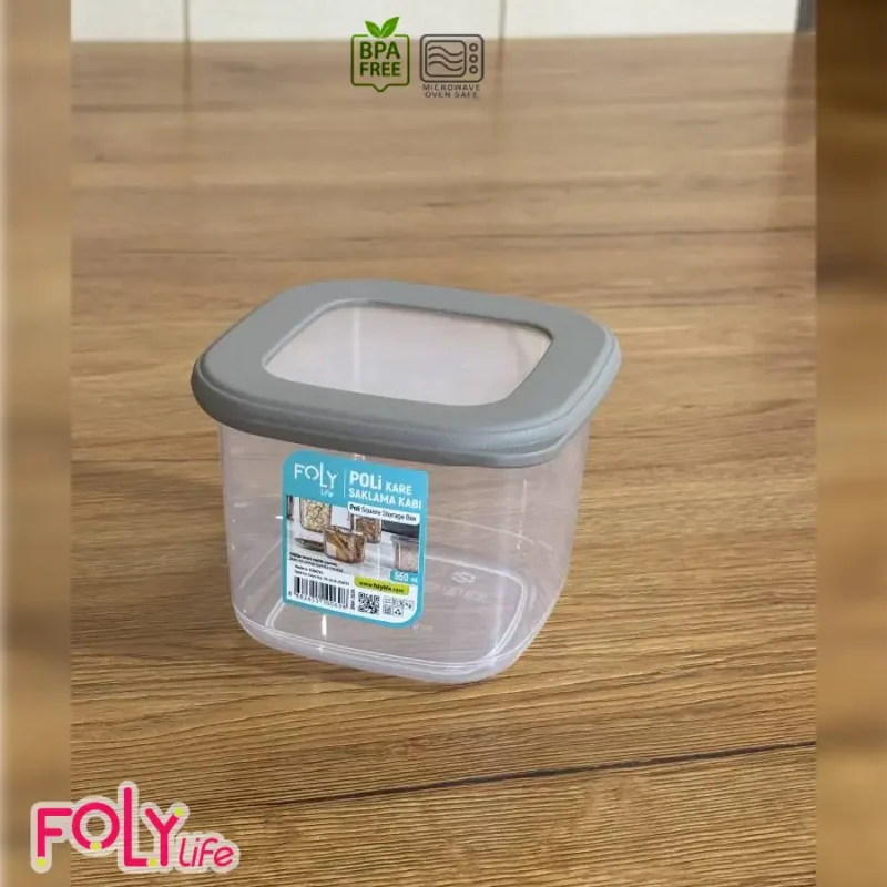 بانکه مربعی درب سیلیکونی فولی لایف 550 میلی لیتری چهاررنگ  کد Poli Kare 0698