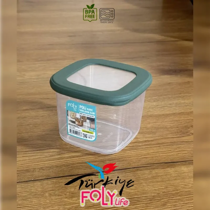 بانکه مربعی درب سیلیکونی فولی لایف 550 میلی لیتری چهاررنگ  کد Poli Kare 0698
