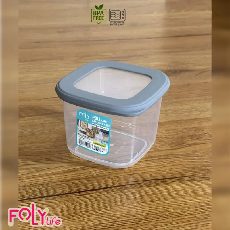 بانکه مربعی درب سیلیکونی فولی لایف 550 میلی لیتری چهاررنگ  کد Poli Kare 0698
