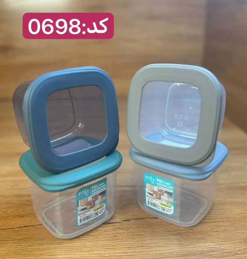 بانکه مربعی درب سیلیکونی فولی لایف 550 میلی لیتری چهاررنگ  کد Poli Kare 0698