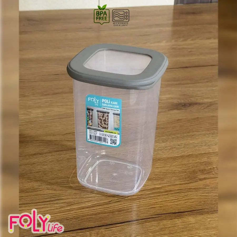 بانکه مربعی درب سیلیکونی فولی لایف ترکیه استوانه ای 1200 میلی  لیتری چهاررنگ کد Poli Kare 0711 - تصویر 6