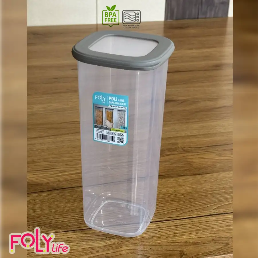 بانکه مربعی درب سیلیکونی فولی لایف ترکیه استوانه ای 1750 میلی  لیتری چهاررنگ کد Poli Kare 0735 - تصویر 6