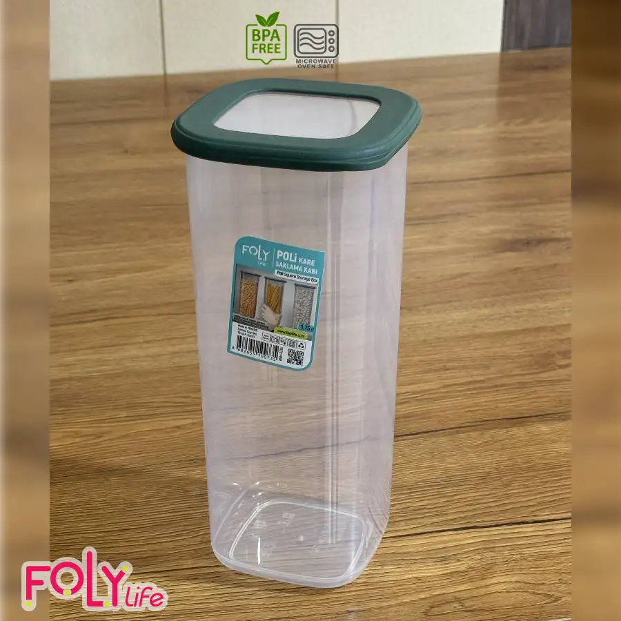 بانکه مربعی درب سیلیکونی فولی لایف ترکیه استوانه ای 1750 میلی  لیتری چهاررنگ کد Poli Kare 0735 - تصویر 7
