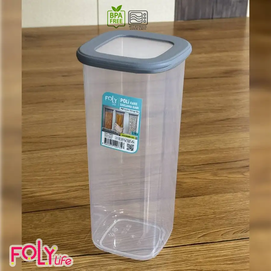 بانکه مربعی درب سیلیکونی فولی لایف ترکیه استوانه ای 1750 میلی  لیتری چهاررنگ کد Poli Kare 0735 - تصویر 8