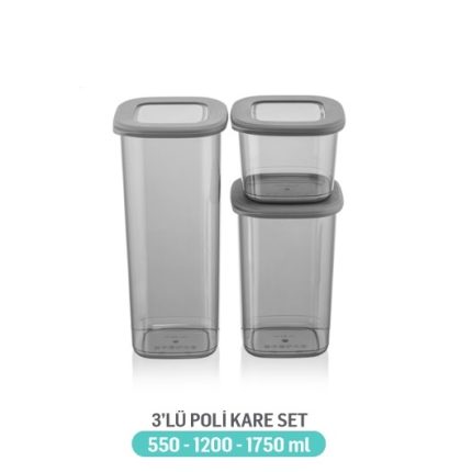 ست سه سایز بانکه مربعی درب سیلیکونی فولی لایف ضدنشتی (Poli Kare) کد 0834