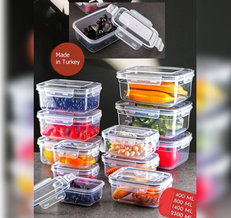 ظروف ذخیره سازی مستطیلی -ضد نشتی-چهار سایز- برند کیولوکس ترکیه LN-0575