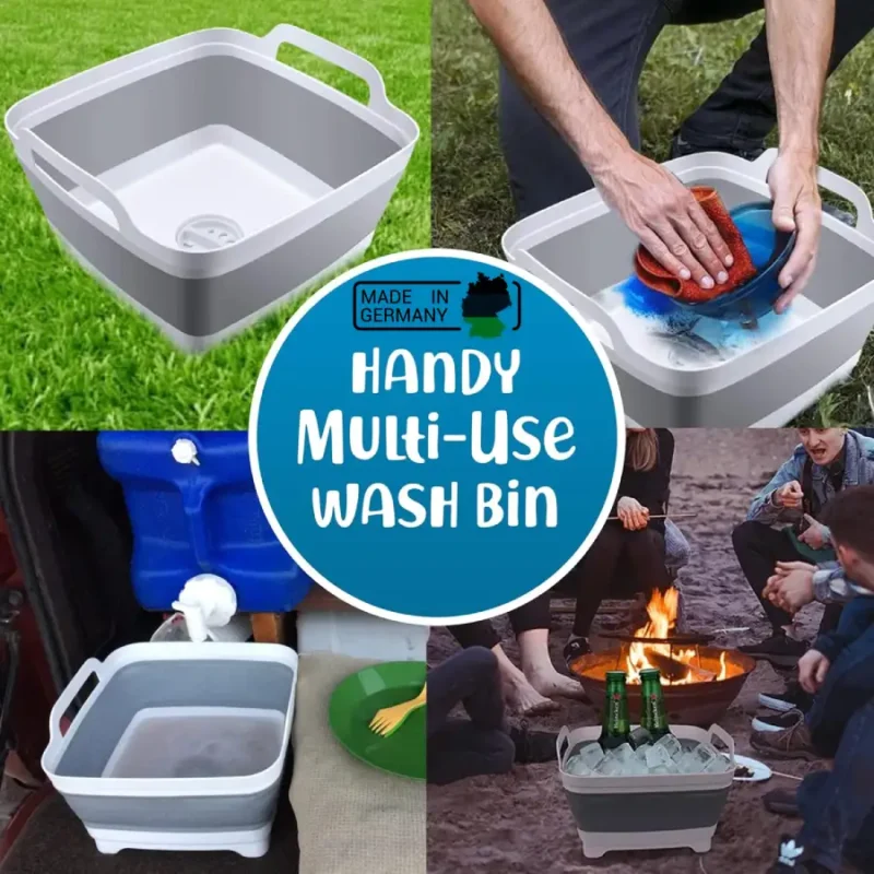 سینک و لگن تاشو مسافرتی-آپارتمانی برند یورولوکس آلمانی  کد albirx-17186 رنگ مشکی-سفید