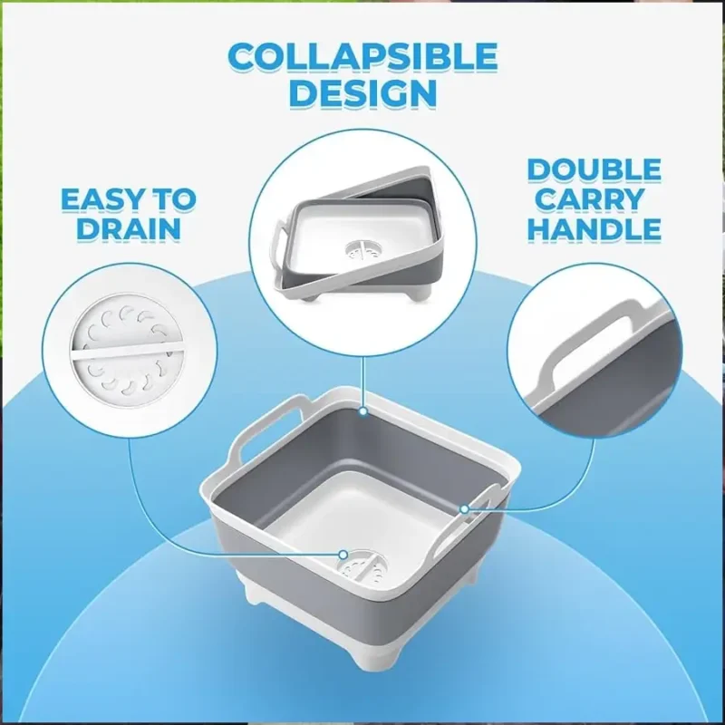 سینک و لگن تاشو مسافرتی-آپارتمانی برند یورولوکس آلمانی  کد albirx-17186 رنگ مشکی-سفید