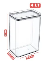 بانکه  مستطیلی با درب واشردار ضدنشتی-دارای پیمانه-  4000 میلی  لیتری -برند کیولوکس ترکیه LN-0547 - تصویر 2
