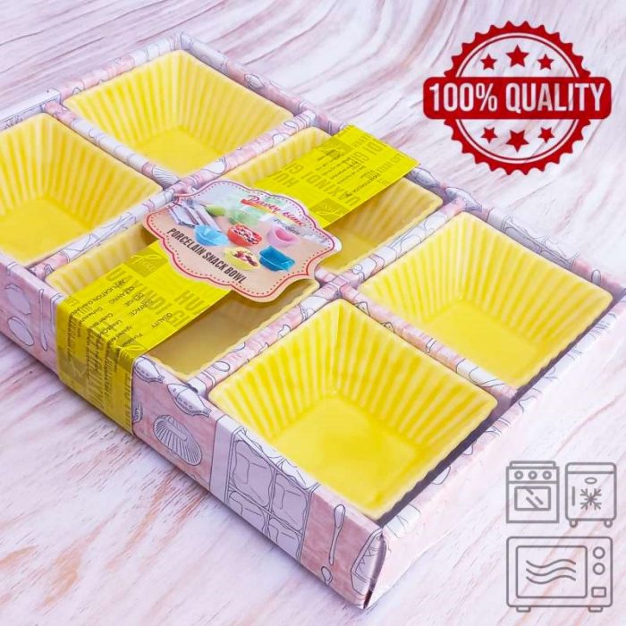 اردوخوری سرامیکی مایکرو و فریزری 6 تایی  زرد PartyTime کد 22430 - تصویر 2