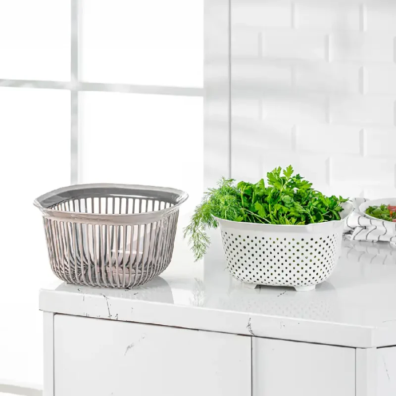 کاسه و آبکش مربع فولی لایف ترکیه چهاررنگ ۴ لیتری کد 3699 مدل Linea