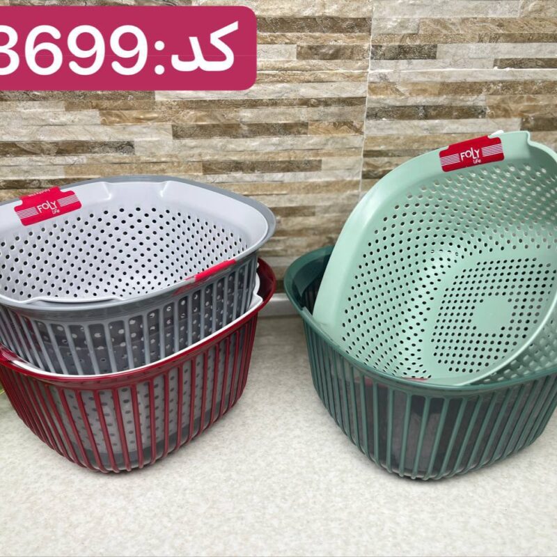 کاسه و آبکش مربع فولی لایف ترکیه چهاررنگ ۴ لیتری کد 3699 مدل Linea - تصویر 3