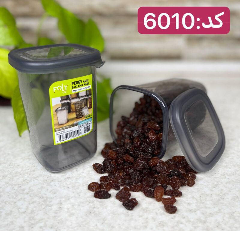 بانکه مربعی فولی لایف 450 میلی لیتر رنگ دودی کد 6010 (PEGGYKARE)