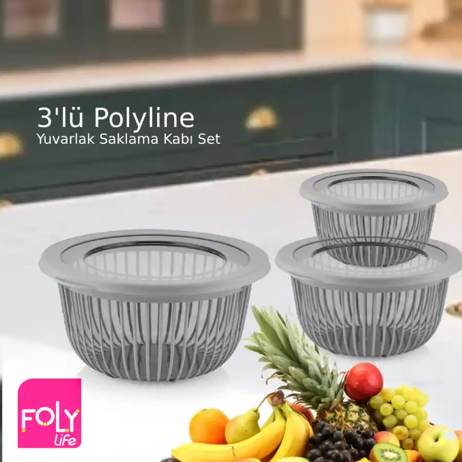 8595-2-2.webp ست ظرف نگهدارنده کاسه گرد خطی فولی لایف درب سیلیکونی چهاررنگ کد POLY LINE 8595 - تصویر 1