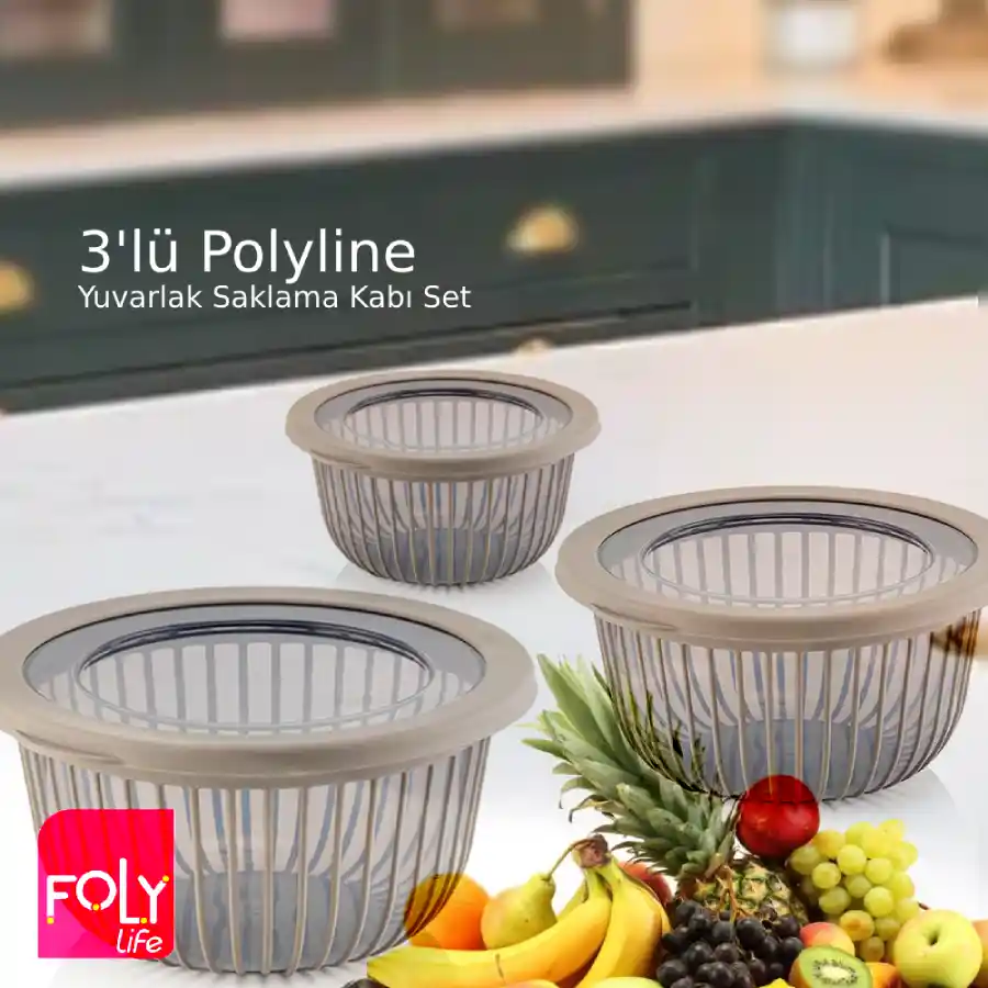 ست ظرف نگهدارنده کاسه گرد خطی فولی لایف درب سیلیکونی چهاررنگ کد POLY LINE 8595 - تصویر 3