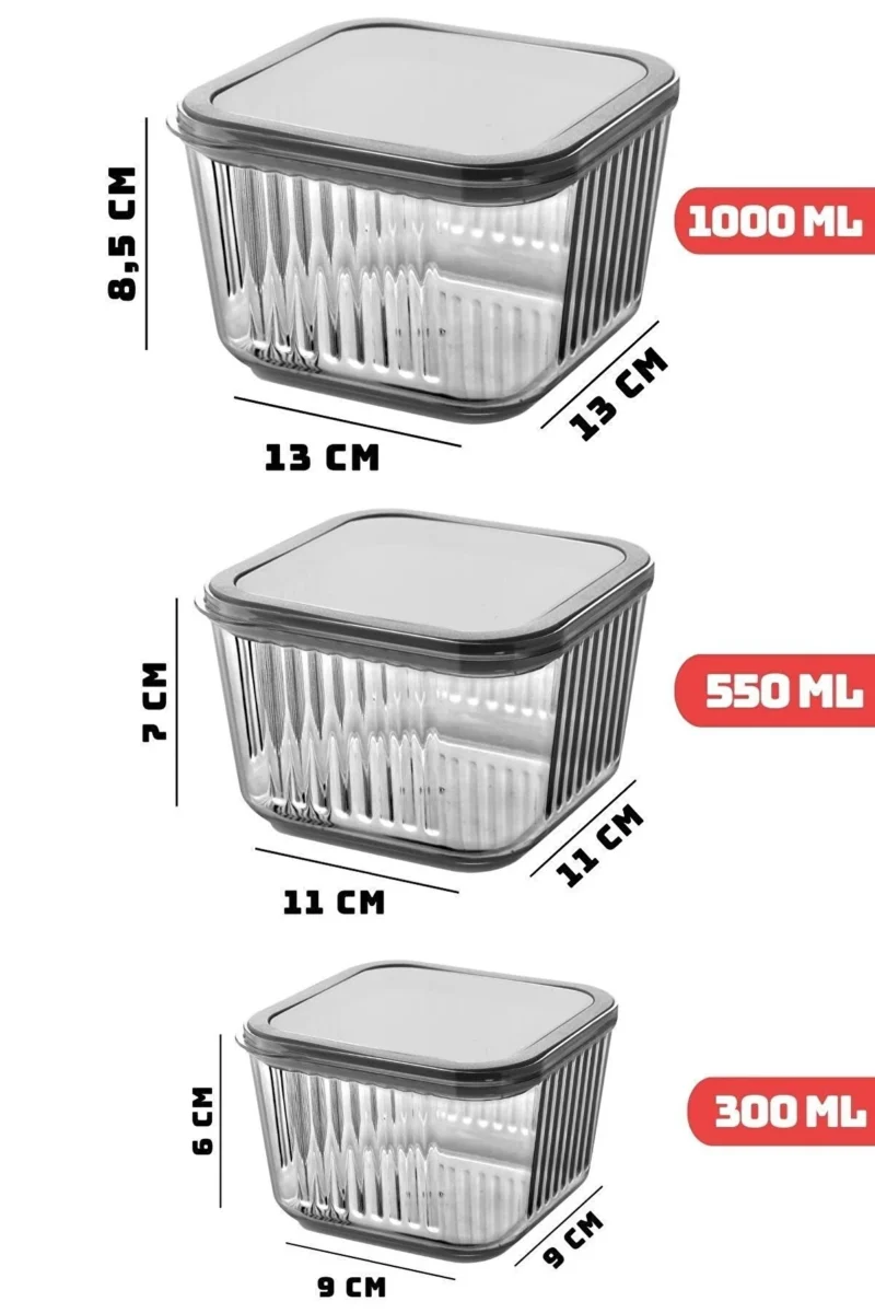 ظرف نگهدارنده غذا اکریلیک دودی -سه سایز-برند کیولوکس ترکیه LN-5100