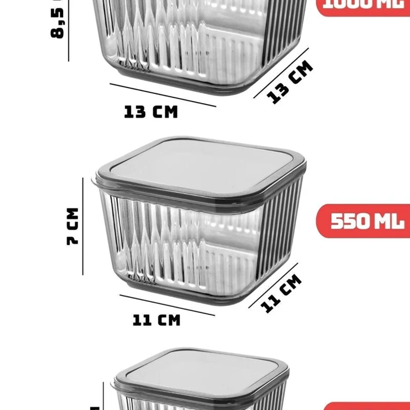 ظرف نگهدارنده غذا اکریلیک دودی -سه سایز-برند کیولوکس ترکیه LN-5100 - تصویر 3