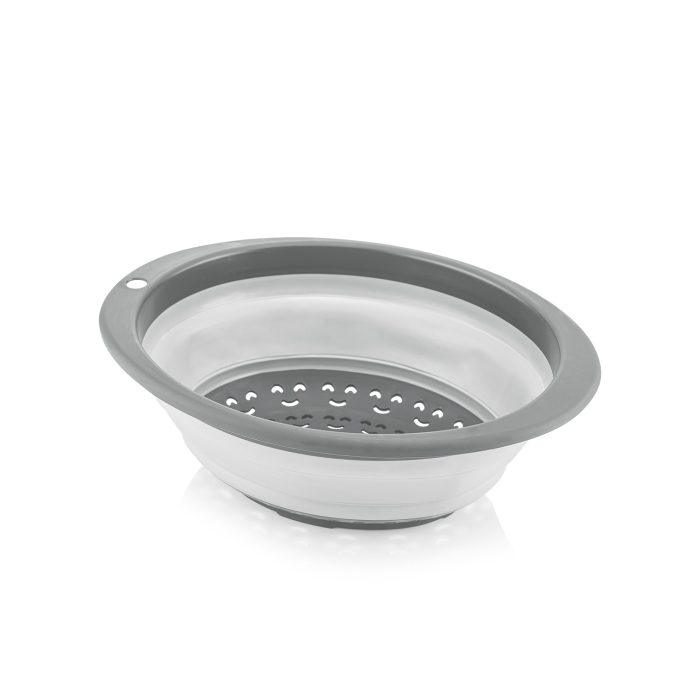 آبکش بیضی تاشو کیولوکس مدل آیسا رنگ طوسی کد L005702 - تصویر 1