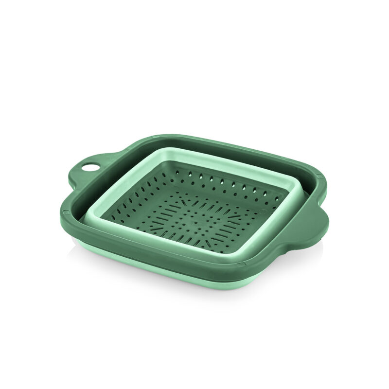 آبکش تاشو دسته دار مربعی کیولوکس 2 لیتر مدل دنیز رنگ سبز کد L005713