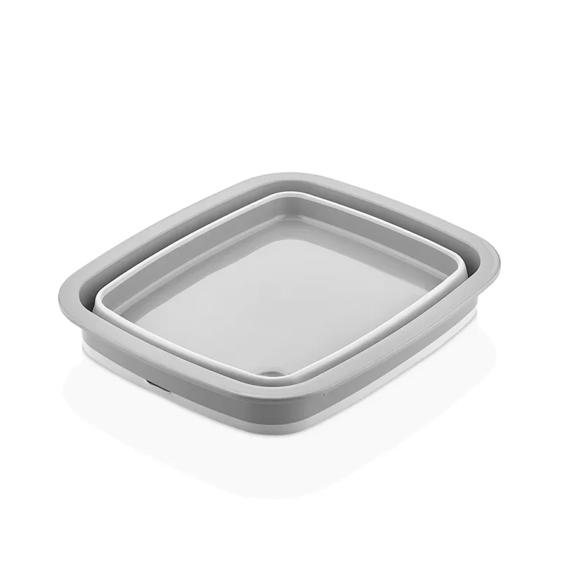 لگن تاشو مستطیلی کیولوکس 9 لیتر مدل ریما - دارای دریچه آبرو- رنگ طوسی کد L008022