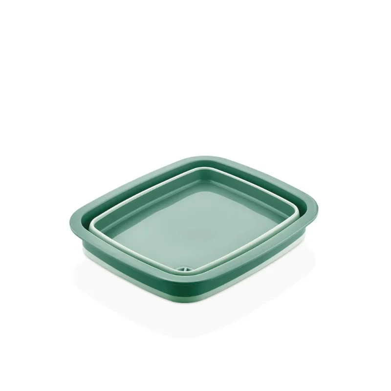 لگن تاشو مستطیلی کیولوکس 9 لیتر مدل ریما - دارای دریچه آبرو- رنگ سبز کد L008023