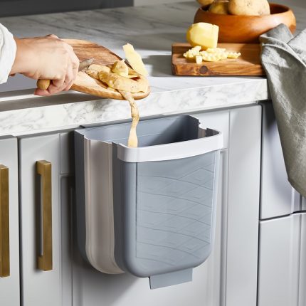 سطل زباله تاشو کابینتی کیولوکس مدل ماری  رنگ طوسی کد L008692