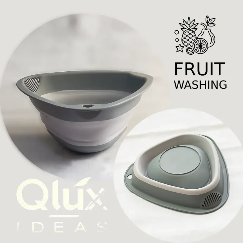 لگن مثلثی تاشو آبگیری میوه برند کیولوکس مدل دیانا رنگ طوسی کد L009252