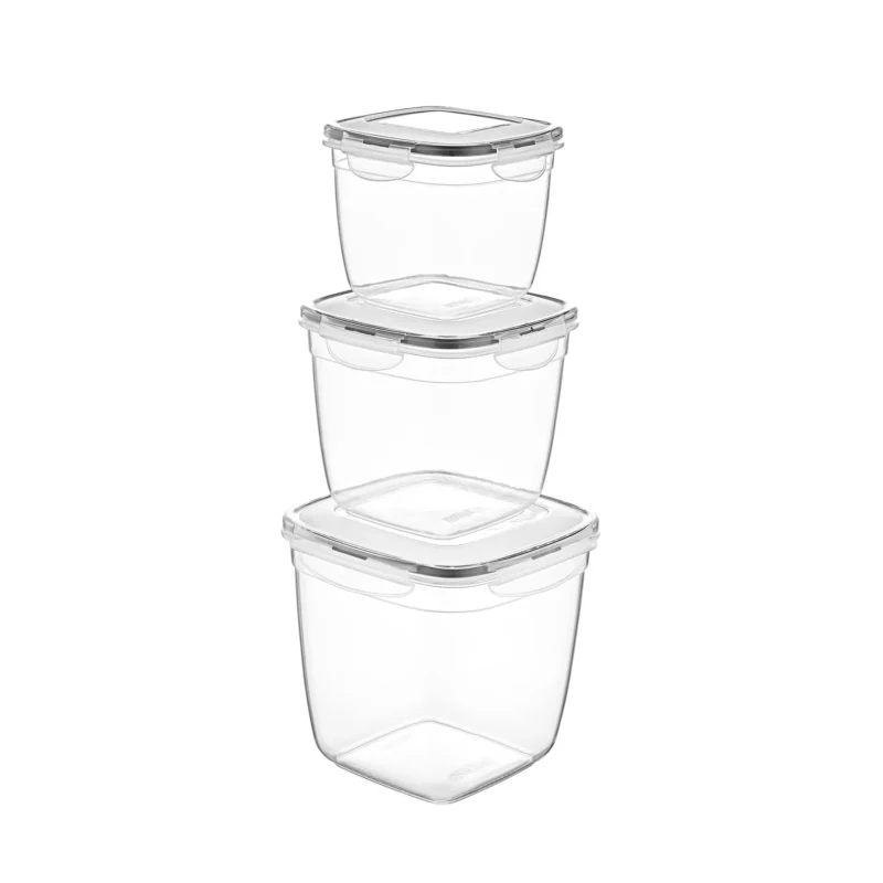 ست باکس مربعی ایراک پلاستیک ترکیه (سه عددی تودرتو) ۶,۷ لیتری درب قفلی کد LC-360