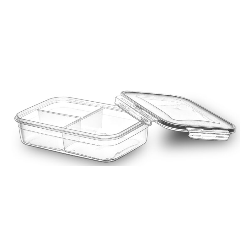 باکس مستطیلی سه قسمتی ایراک پلاستیک ترکیه ۱ لیتری درب قفلی کد LC-510