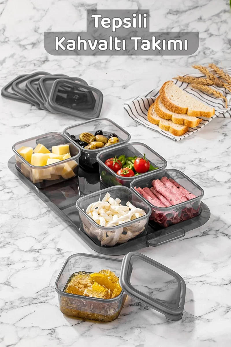ست صبحانه با سینی ( 6 ظرف + 1 سینی) برند کیولوکس   ترکیه-کد LM-2171
