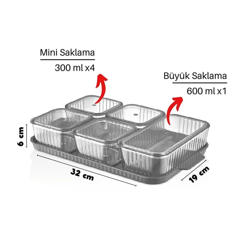 ست ظروف  درب دار صبحانه  -سرویس 5 پارچه +سینی  برند کیولوکس LN-5297 - تصویر 2