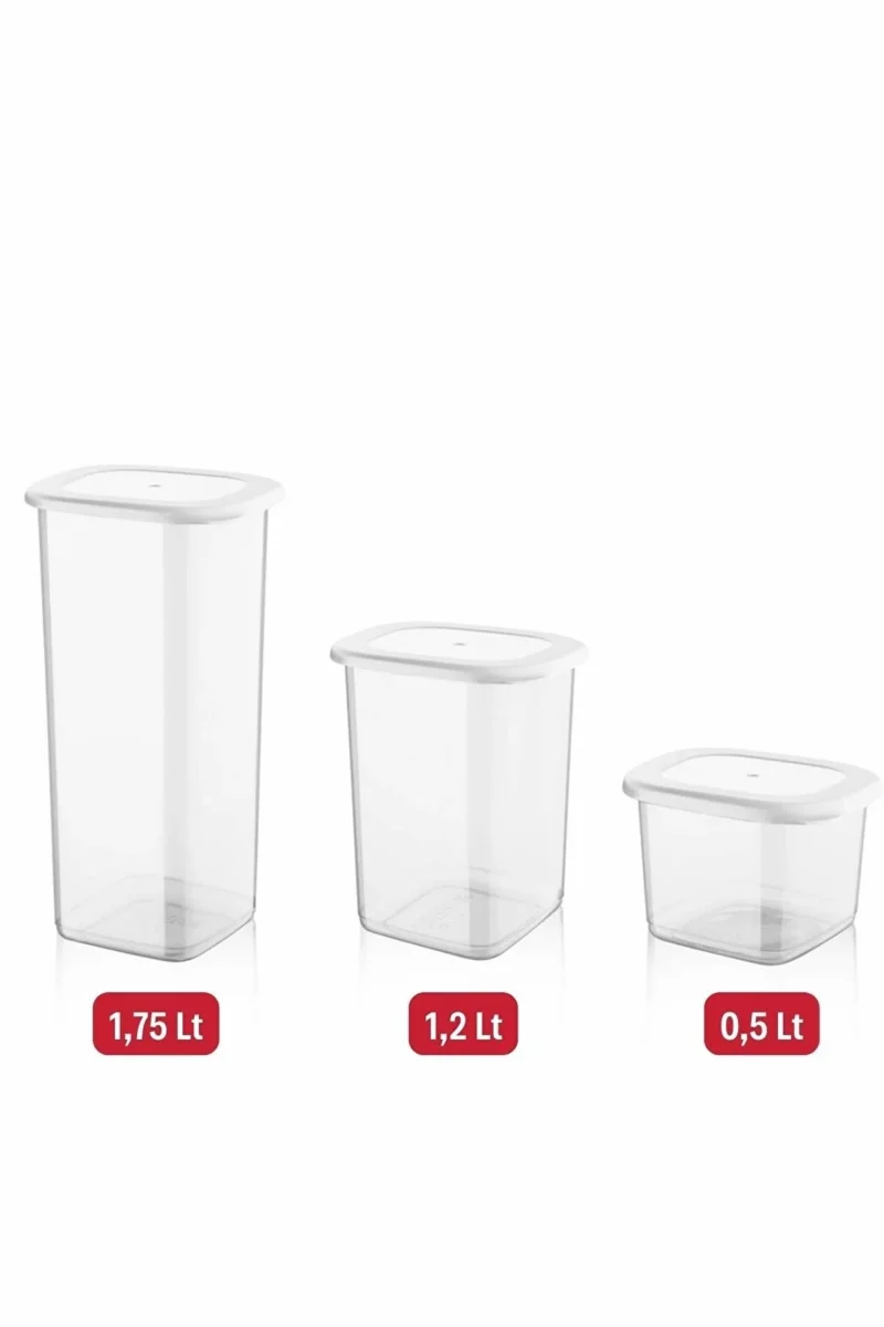 بانکه با درب سیلیکونی-ست 3 سایز-500/1200/1750  میلی لیتر-برندکیولوکس  کدLN-2177